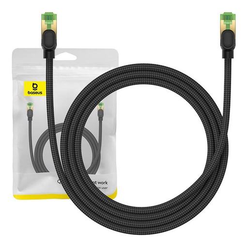 [054581] Pleteni mrežni kabel cat.8 Baseus Ethernet RJ45, 40Gbps, 1,5m (crni) (paket od 5 komada)