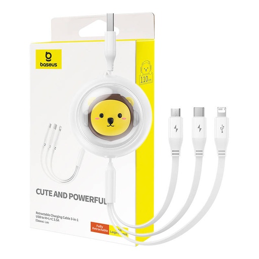 [054734] Kabel za punjenje 3w1 Baseus USB na USB-C, USB-M, Lightning 3,5A, 1,1m (bijeli)