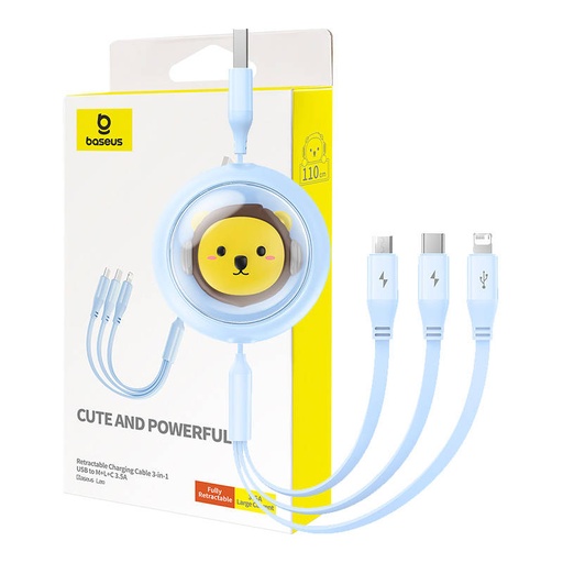 [054736] Kabel za punjenje 3w1 Baseus USB na USB-C, USB-M, Lightning 3,5A, 1,1m (plavi)