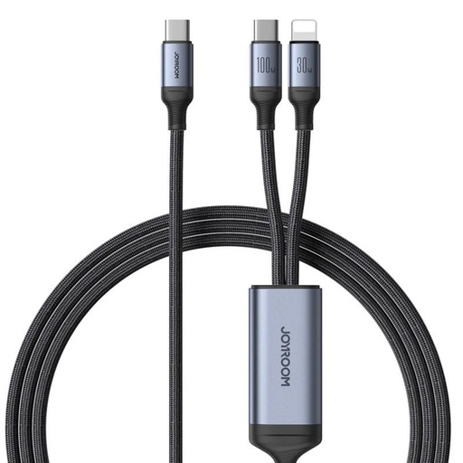 [053878] Kabel Speedy USB-C do USB-C + Lightning Joyroom SA21-1T2/ 100W / 1,5m (crni)