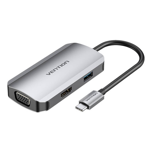 [056683] USB-C priključna stanica na HDMI, VGA, USB 3.0, PD 0,15m Vention TOAHB, siva