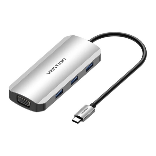 [056685] USB-C priključna stanica na HDMI, VGA, 3x USB 3.0, PD 0,15m Vention TOIHB (siva)