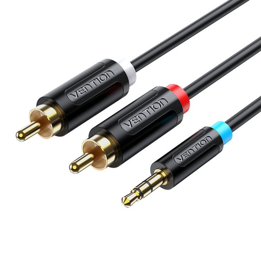 [056464] 3,5 mm muški na 2x muški RCA kabel 2 m Vention BCLBH crni