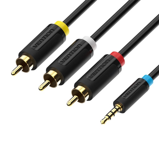 [056201] 3,5 mm muški na 3x RCA muški audio kabel 2 m Vention BCBBH crni