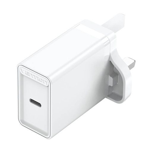 [056568] USB-C zidni punjač Vention FADW0-UK (20 W) UK bijeli