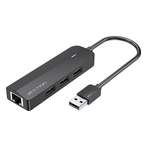 [056499] USB 2.0 3-portni koncentrator s Ethernet adapterom 100m Vention CHPBB 0,15m, crni