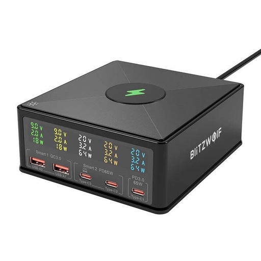 [055981] Punjač Blitzwolf 868H, 2xUSB-A, 3xUSB type-C, 160W (crni)