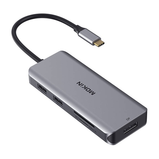 [059618] MOKiN adapter/priključna stanica 9 u 1 USB C na 2x USB 2.0 + USB 3.0 + 2x HDMI + DP + PD + SD + Micro SD (srebrni)