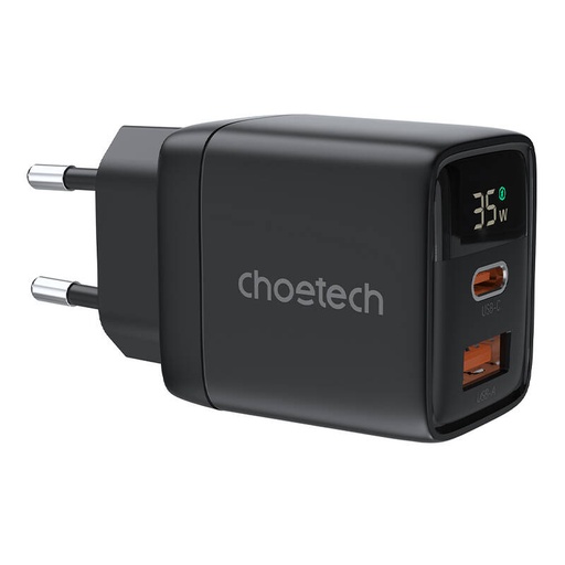 [058091] Zidni punjač GAN3 USB-A+C PD35W Choetech PD6052 (crni)