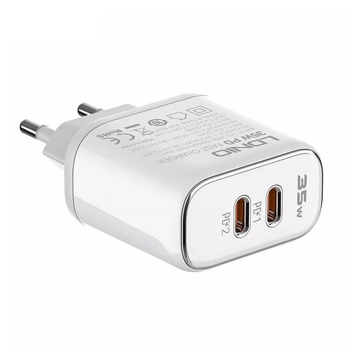 [042498] Zidni punjač LDNIO A2528M 2USB-C za Apple + USB-C - Lightning kabel