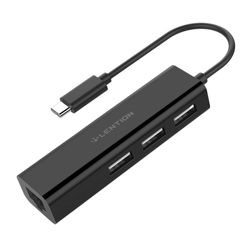 [059926] Lention Hub USB-C na 3x USB 2.0 + Ethernet adapter (crni)