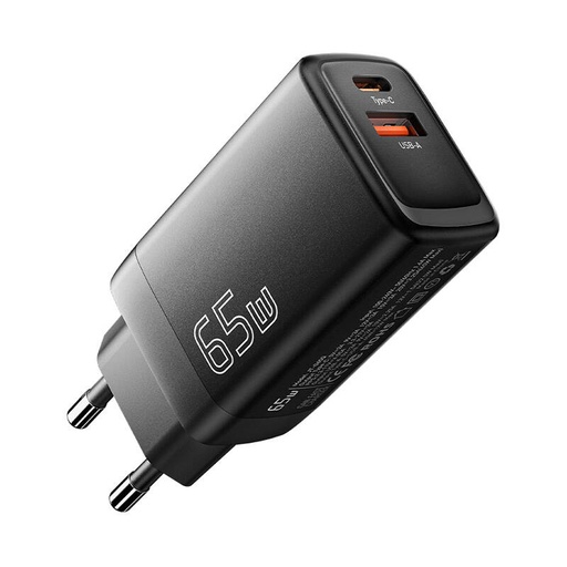 [060133] Zidni punjač USB-C+USB-A 65W Essager GaN (crni)