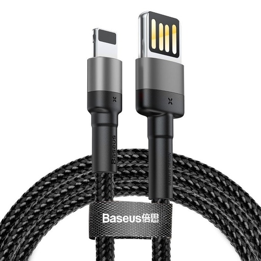 [018090] Baseus Cafule dvostrani USB Lightning kabel 1.5A 2m (sivo+crno) (paket od 5 komada)