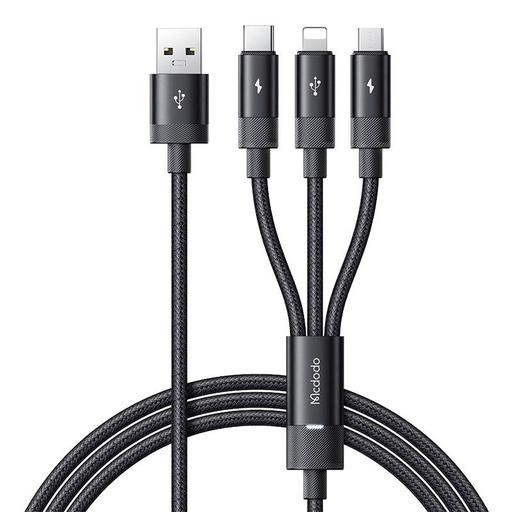 [060004] 3u1 USB na USB-C / Lightning / Micro USB kabel, Mcdodo CA-5790, 3,5 A, 1,2 m (crni)