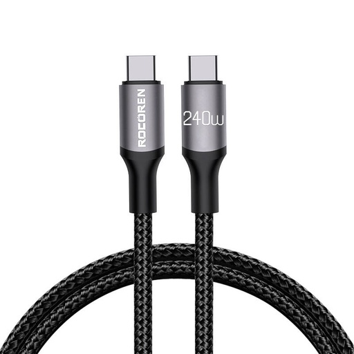 [061793] Kabel za brzo punjenje Rocoren USB-C na USB-C Retro Series 1m 240W (sivo)