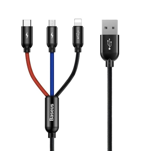 [018722] Baseus Rapid USB kabel 3u1 tip C / Lightning / Micro 3A 1,2M - crni