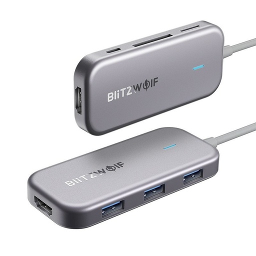 [019152] 7u1 Blitzwolf BW-TH5 Hub USB-C na 3xUSB 3.0, HDMI, USB-C PD, SD, microSD