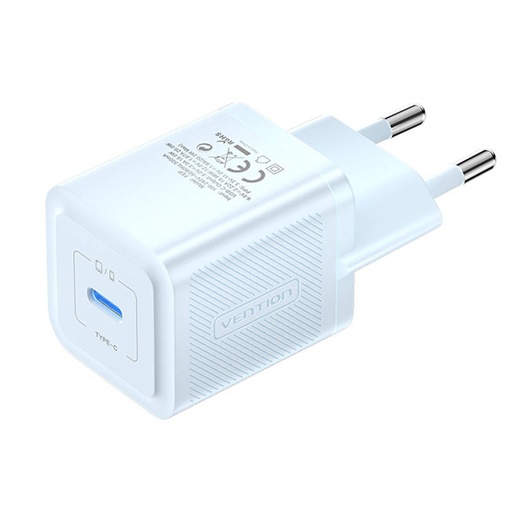[063904] Zidni punjač, ​​Vention, FEPL0-EU, USB-C, 20W, GaN (plavi)