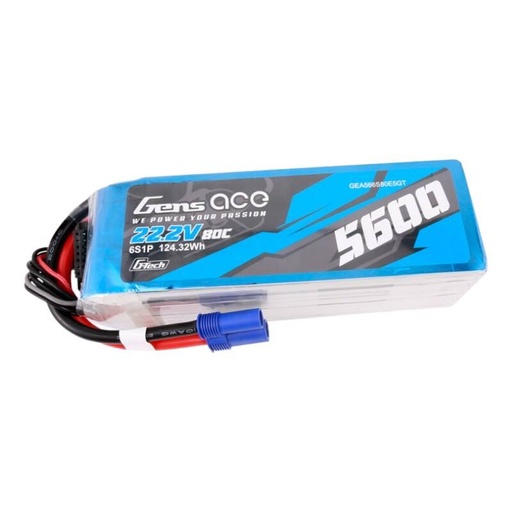 [065525] Gens ace G-Tech 5600 mAh 80C 22,2 V 6S1P Lipo baterija s EC5 utikačem