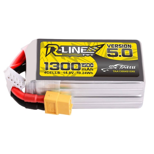 [065486] Tattu R-Line verzija 5.0 1300mAh 14.8V 150C 4S1P Lipo baterija s XT60 utikačem