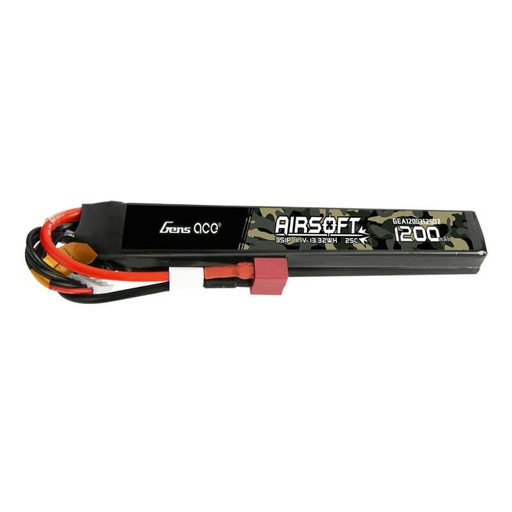 [065479] Gens Ace 25C 1200 mAh 3S1P 11,1 V Saddle Airsoft Gun Lipo baterija s T utikačem