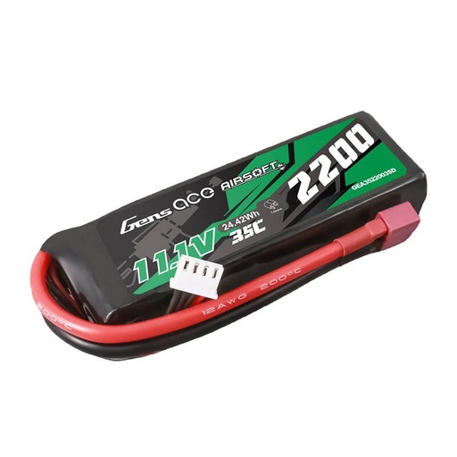 [065554] Gens ace 35C 2200 mAh 3S1P 11,1 V Airsoft Gun Lipo baterija s T utikačem