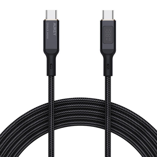 [067151] USB-C na USB-C kabel Aukey CB-MCC102, 100 W, 1,8 m (crni)