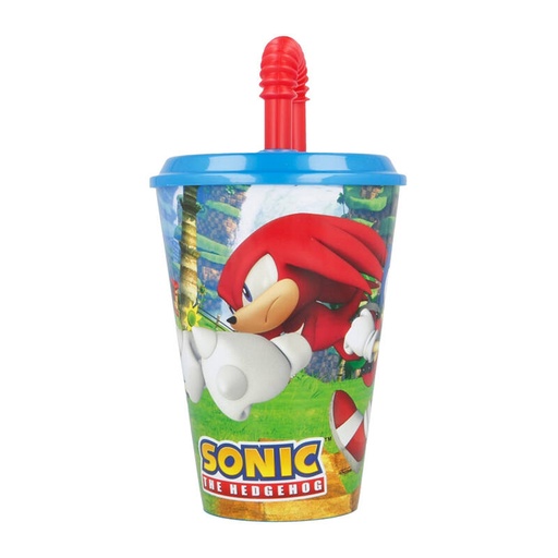 [069236] Šalica za vodu sa slamkom za djecu STOR 40530 430 ml Sonic the Hedgehoh (plava i crvena)