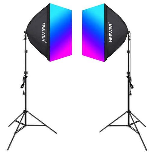 [064998] Kit Neewer NK800 dva softboxa + žarulje RGB 24W 2700-6500K + stativi + barndoors