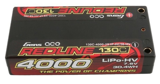 [036441] Lipo baterija Gens Ace Redline Series 4000mAh 7.6V 130C 2S1P HardCase HV