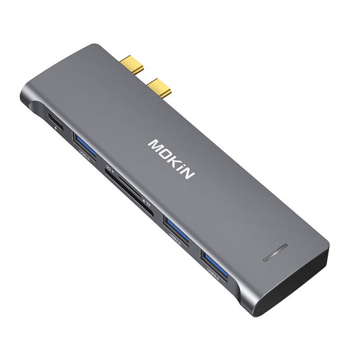 [067137] HUB 6in2 MOKiN USB-C za Macbook 3xUSB-A 1xUSB-C 1xSD/MicroSD (srebrni)