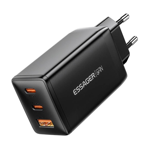 [066684] Zidni punjač, ​​Essager, ECTAC-DYB01-Z, GaN, 2xUSB-C, USB-A, 67W (crni)