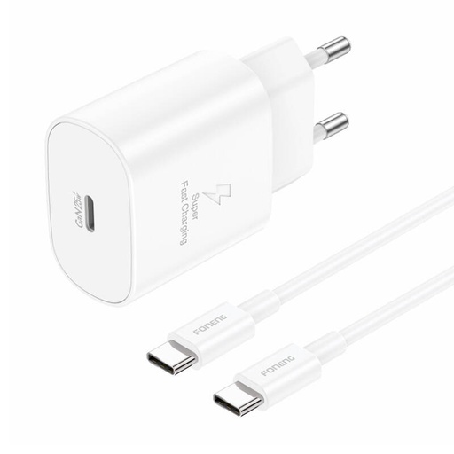 [070066] Foneng EU51 USB-C 25W mrežni punjač + USB-C - USB-C kabel (bijeli)