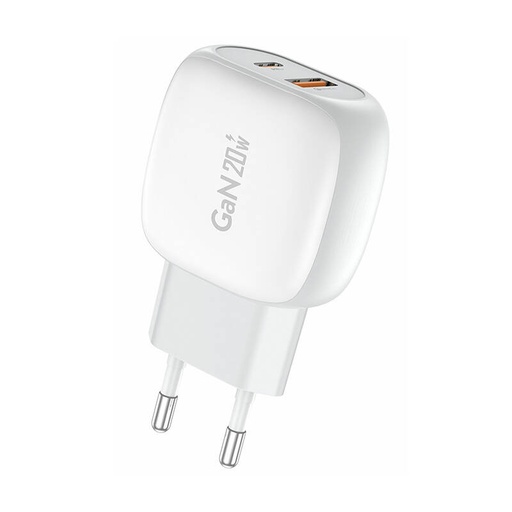 [070069] Foneng EU41 USB-C+USB-A 20W mrežni punjač (bijeli)