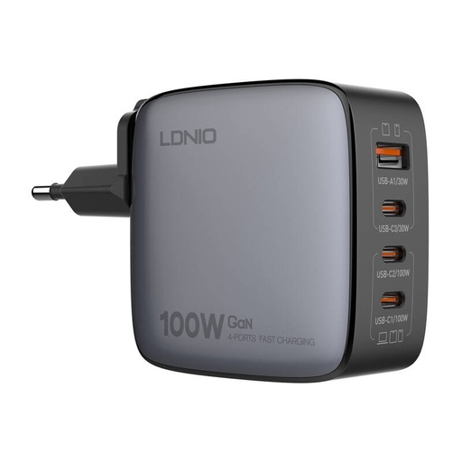 [065417] LDNIO Q408 100W USB-A + 3x USB-C mrežni punjač (crni)