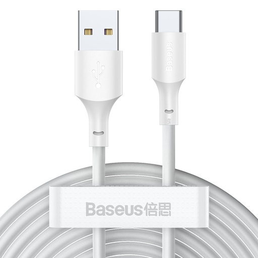 [024162] Baseus Simple Wisdom Data Cable Kit USB to Type-C 5A (2PCS/Set）1.5m White