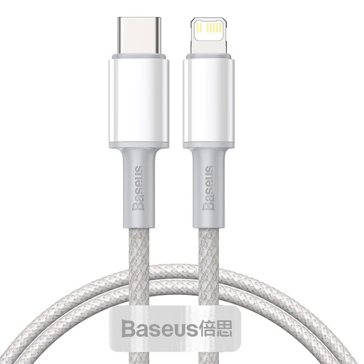 [024641] Baseus pleteni kabel visoke gustoće Type-C na Lightning, PD, 20 W, 1 m (bijeli)