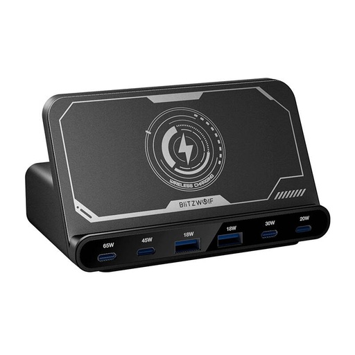 [070922] Blitzwolf BW-S27 160W, 2xUSB-A, 4xUSB-C, 15W bežični punjač (crni)