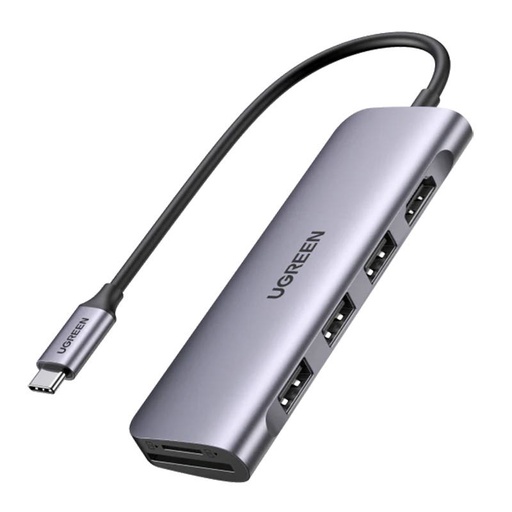 [024213] Adapter 5u1 UGREEN USB-C na 3 priključka USB3.0-A Hub + HDMI + TF/SD (Space Grey)