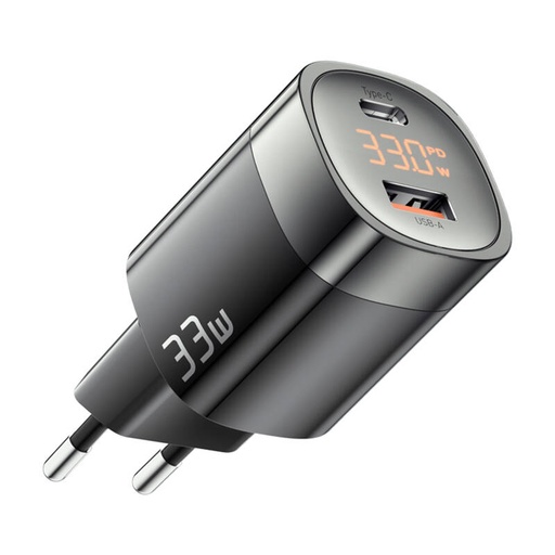 [066678] Zidni punjač, ​​Essager, ECTCA-LYB01-Z, GAN, USB-A, USB-C, 33W (crna)