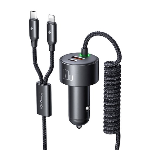 [070159] McDodo CC-0370 punjač automobila, USB-C, Lightning, 120W, uvlačivi kabeli