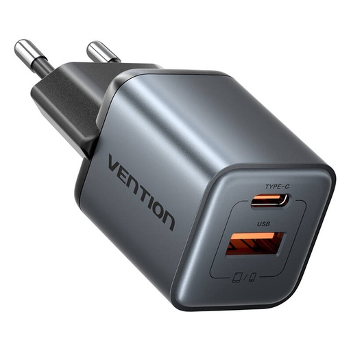 [072389] GAN VENTENS USB-C + USB-A 30W punjač (siva)