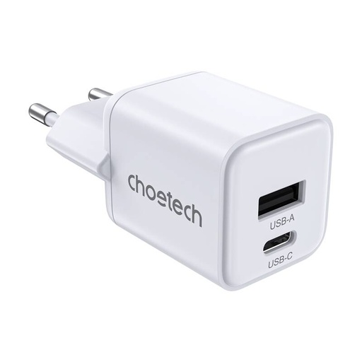 [073165] Zidni punjač Choetech PD30W Dual Portovi 1C1A (bijeli)