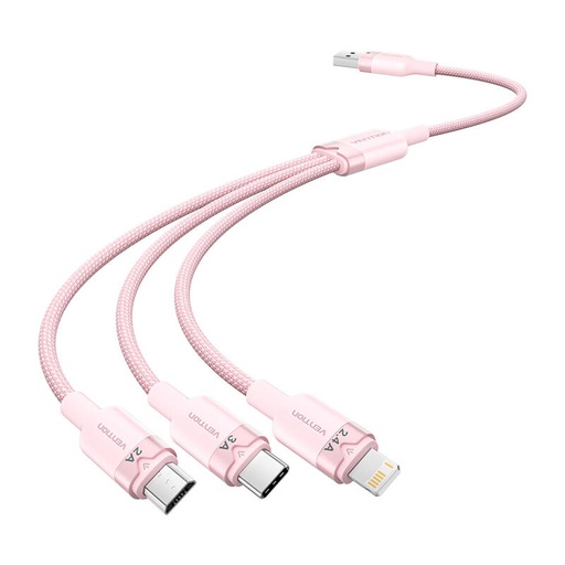 [074170] USB 2.0 A do 3in1 3A kabel za kabel CTPPG 1,5m (ružičasta)