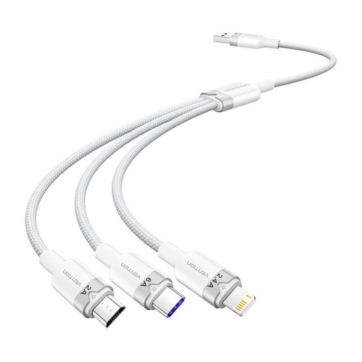 [074183] USB 2,0 A do 3-u-1 6A kabelska opcija ctrwg 1,5m (bijela)