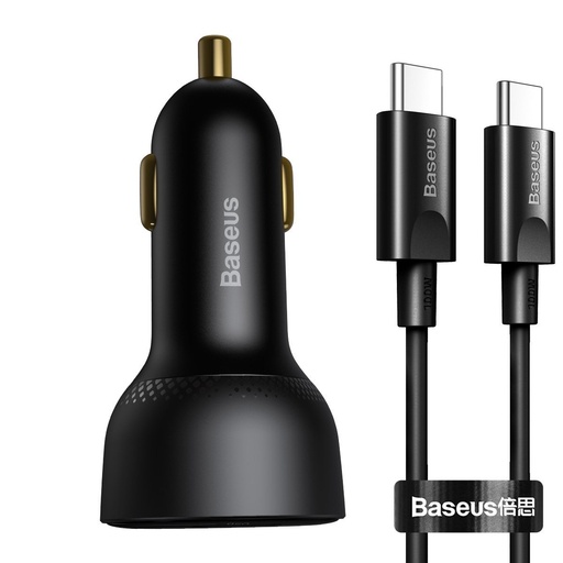 [027460] Auto punjač Baseus Superme, USB, USB-C, 100W + USB-C kabel (crni)