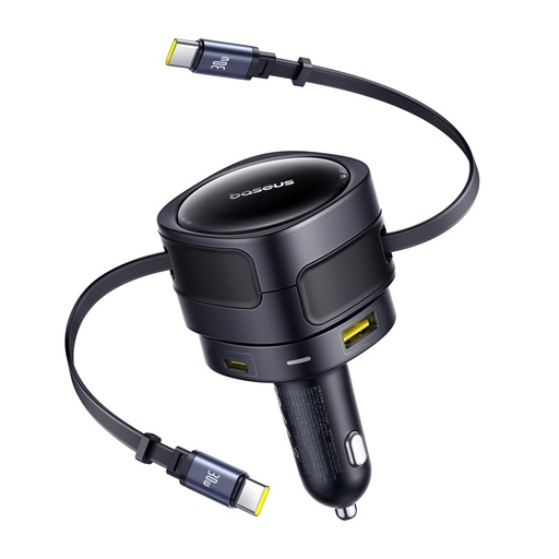 [074730] Baseus uživanje Max punjača automobila s USB-C+USB-C kablovima i USB-A+USB-C portovima 90W crni