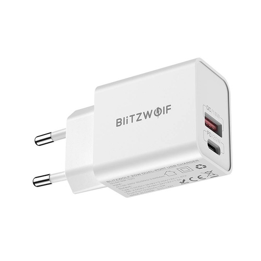 [028396] Zidni punjač Blitzwolf BW-S20, USB, USB-C, 20W (bijeli)