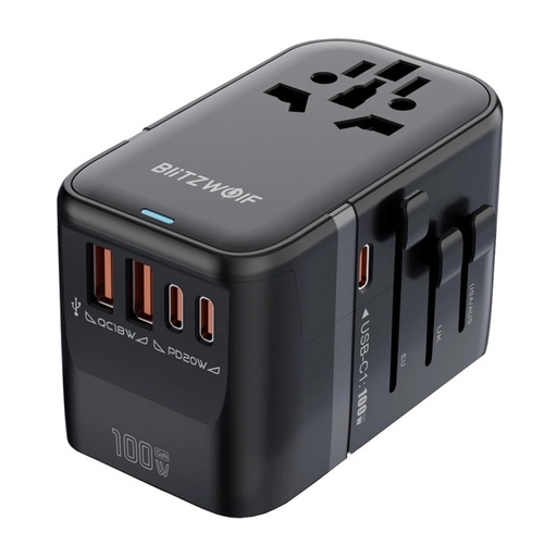 [076180] Blitzwolf BW-TA2 5-in-1 putnički adapter 2xusb pd + 2xc qc + c gan 100W