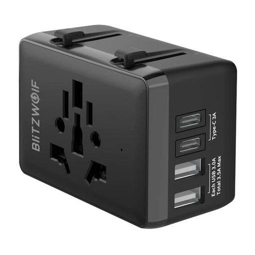 [076175] Blitzwolf BW-TA1 4-in-1 putnički adapter 2xUSB + C + PD 20W